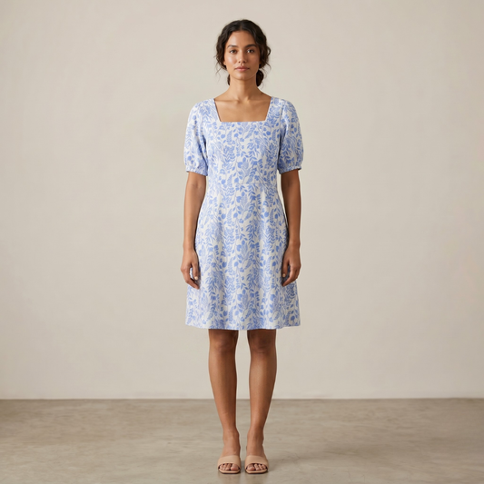 Liora Dress- Azure Vine
