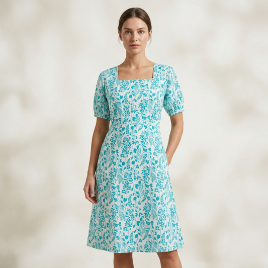 Liora Dress- Azure Vine