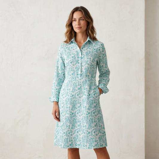 Cairo Dress- Azure Vine