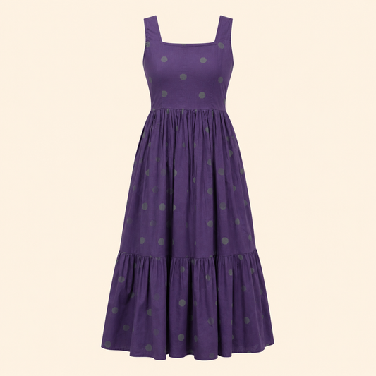 Maribel Dress- Navy Dot