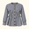 Indigo Gathered Stripe Shirt