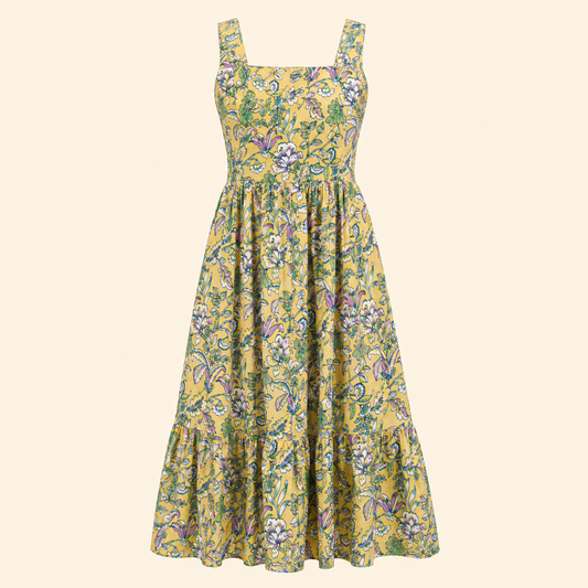 Maribel Dress- Kalamkari Yellow