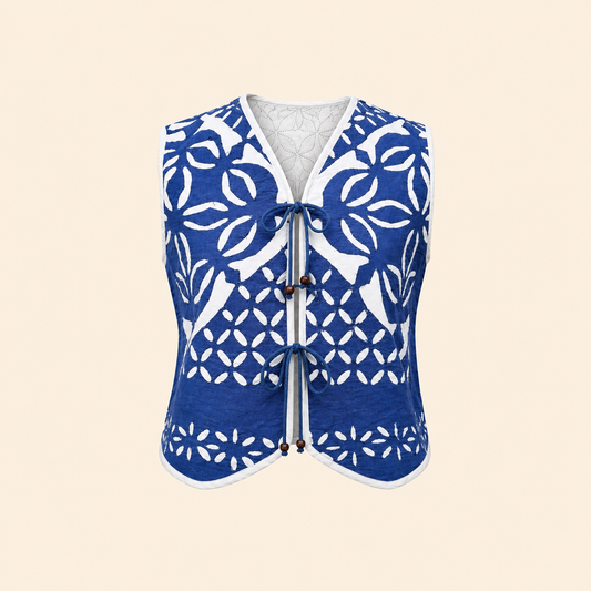 Indigo Applique Top