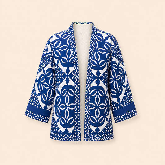 Indigo Applique Kimono Jacket