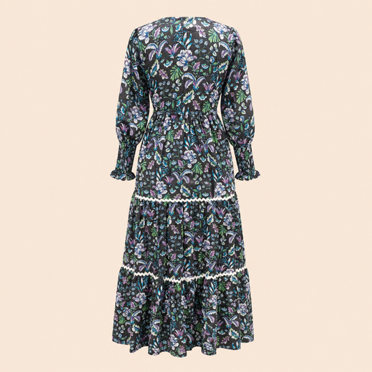 Wavy Dress- Kalamkari Charcoal