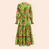 Wavy Dress- Rose Garden In Green