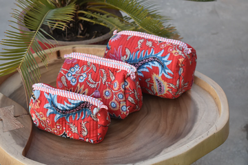 Red Paisley Multi-Purpose Toiletry Organizer Set of 3