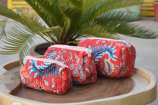 Red Paisley Multi-Purpose Toiletry Organizer Set of 3