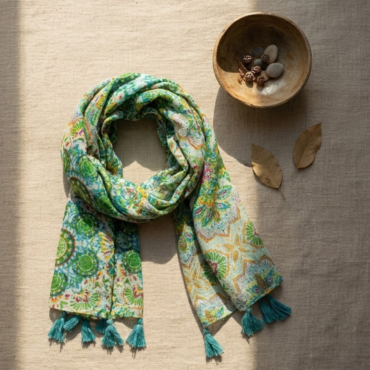 Green Kaleidoscope Pattern Scarf