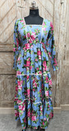 Wavy Dress- Rose Garden In Blue