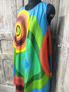 Blue Printed Circle Design Rayon Sundress