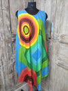 Blue Printed Circle Design Rayon Sundress