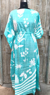 Light Aqua Floral Striped Kaftan – Elegant Flowing Wear
