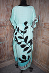 Light Aqua leaf Striped Kaftan – Elegant Flowing Wear