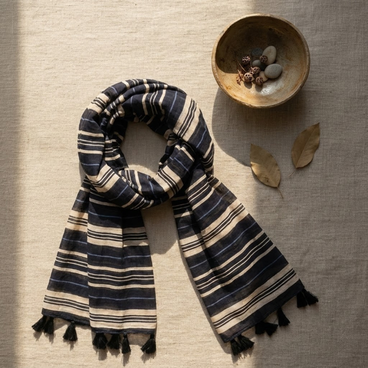 Midnight Loom Voile Printed Stole