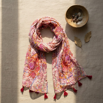 Pink Kaleidoscope Printed Scarf for Women