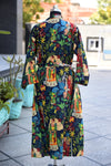 Vibrant Sanganeri Block Print Cotton Bathrobe