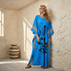 Dark Blue  Floral Striped Kaftan – Elegant Flowing Wear