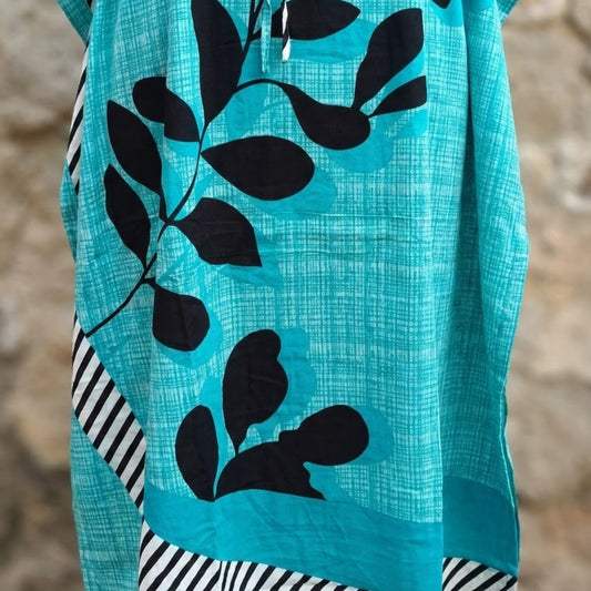Aqua leaf Striped Kaftan – Elegant Flowing Wear
