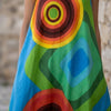 Blue Printed Circle Design Rayon Sundress