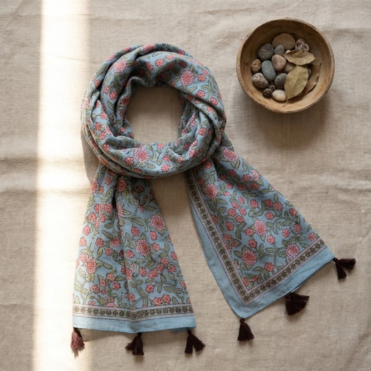 Blue Sea Square Printed Scarf