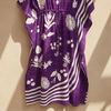 Purple Floral Striped Kaftan – Elegant Flowing Wear