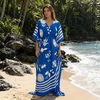 Blue Floral Striped Kaftan – Elegant Flowing Wear