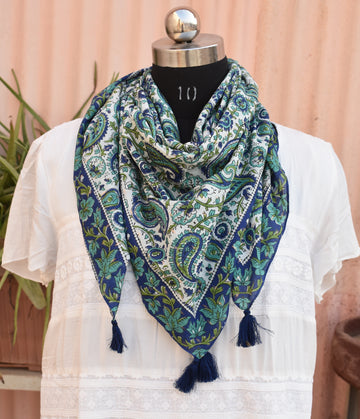 Blue Paisley Printed Scarf