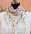White and Pink Printed scarf