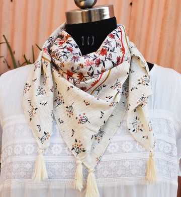 White and Pink Printed scarf