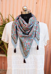 Blue Sea Square Printed Scarf