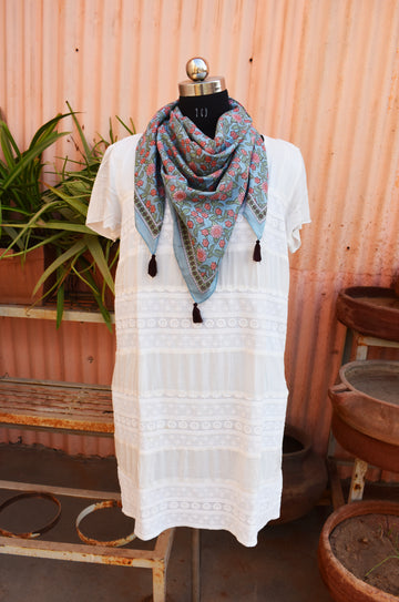 Blue Sea Square Printed Scarf