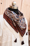 Brown & Blue Paisley Printed Scarf