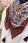 Brown & Blue Paisley Printed Scarf