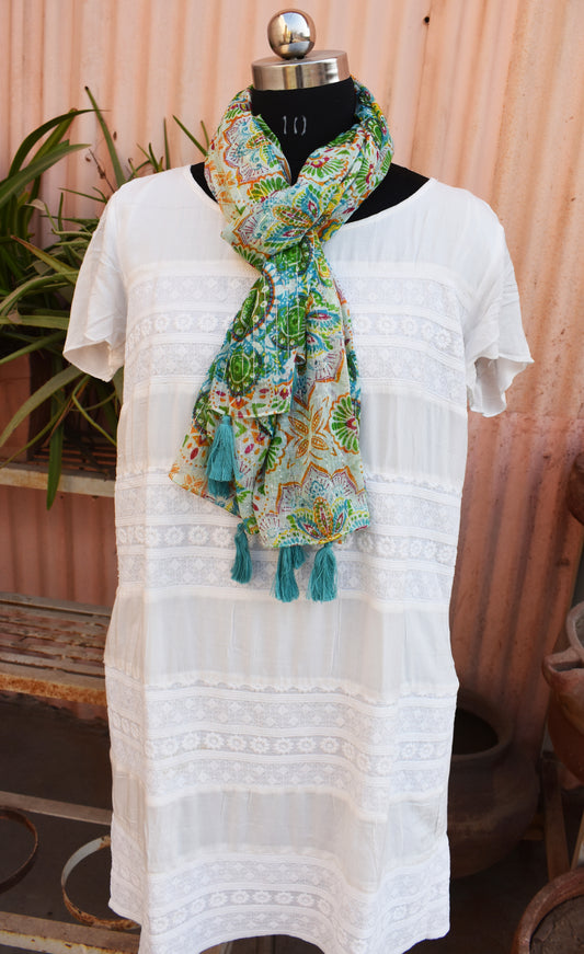 Green Kaleidoscope Pattern Scarf