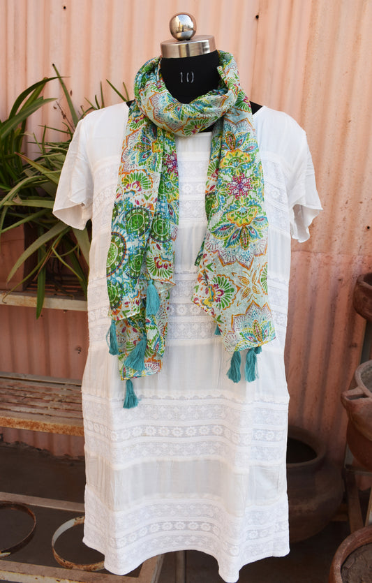 Green Kaleidoscope Pattern Scarf