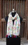 White Flora Printed Scarf