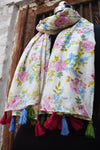White Flora Printed Scarf